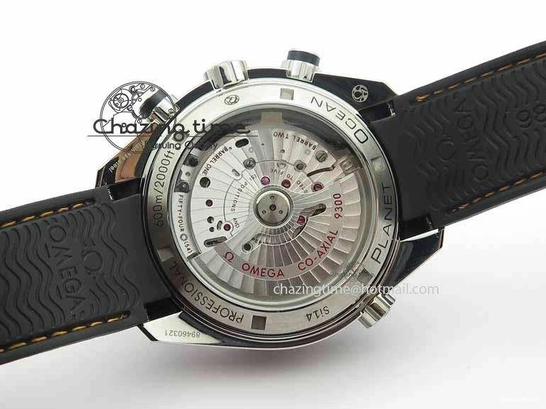 0429 Planet Ocean Master Chrono 45mm SS OM 1:1 Best Edition Black Dial Orange 12 On Rubber Strap A Durable 8169